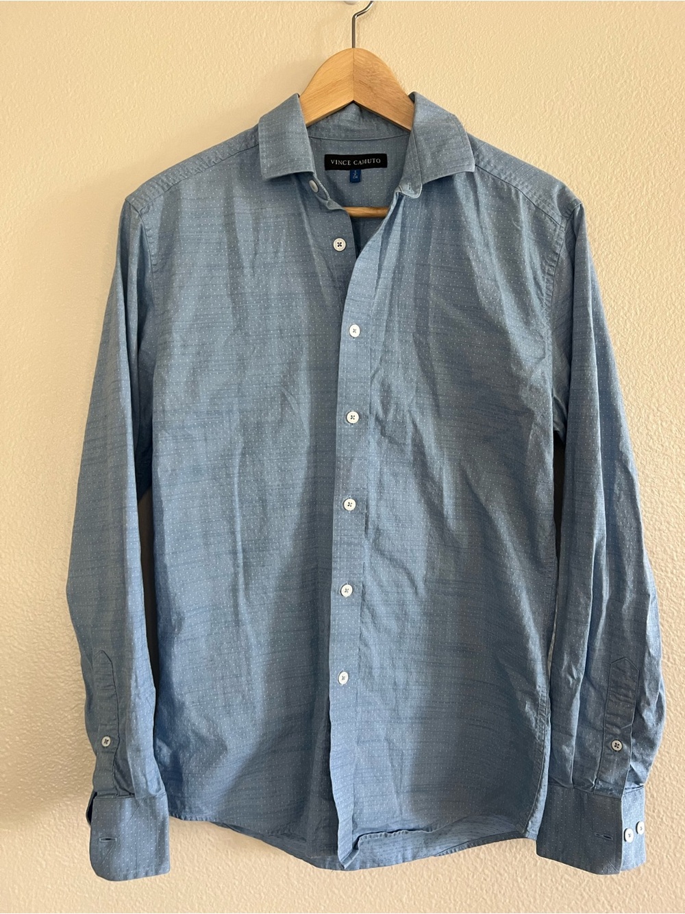 Vince Camuto Light Blue Textured Long-Sleeve Button-Down Shirt